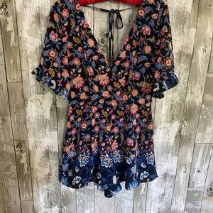 Trixxi  blue floral romper XS